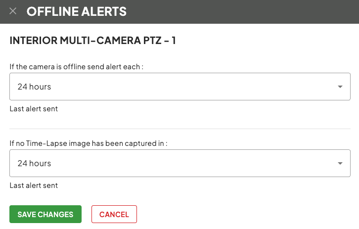 Offline Alerts window